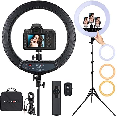 21 inch LED Ring Light with Tripod Stand, Large Selfie Ring Light with Touch Panel for YouTube Vlog Video Shooting, Makeup Studio Portrait with Carrying Bag and Remote Controller, CRI>97